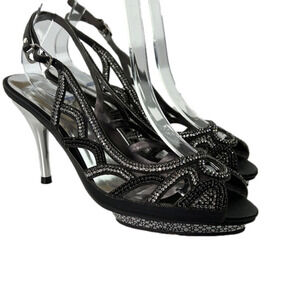Roviky Black & Silver Rhinestone Sexy Night Out Heels